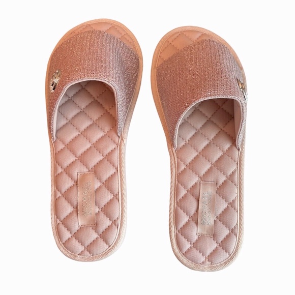 Michael Kors Womens Size 8 Janis Pink Sports MK Logo Slides Sandals - Picture 7 of 8